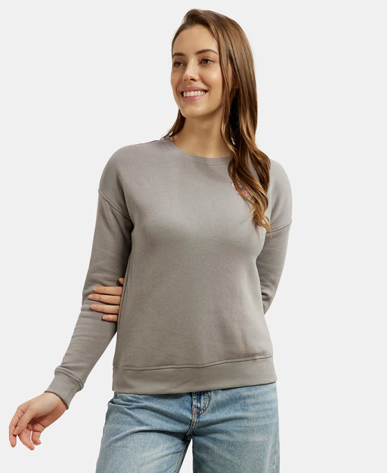 Super Combed Cotton Rich Fleece Fabric Printed Sweatshirt with Drop Shoulder Styling - Sky Rocket-5