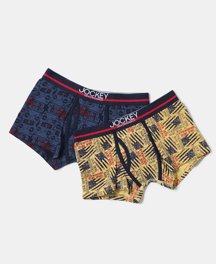 Super Combed Cotton Elastane Printed Trunk with Ultrasoft Waistband - Assorted-7