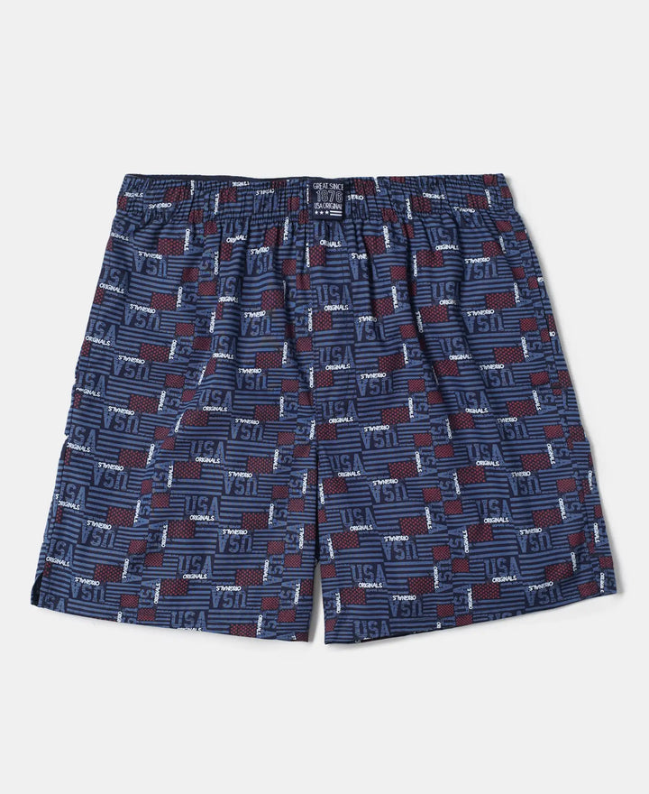 Super Combed Mercerized Cotton Woven Fabric Printed Boxer Shorts - Assorted Prints & Checks-1