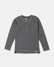 Super Combed Cotton Rich Graphic Printed Full Sleeve Henley T-Shirt - Black Grindle-1