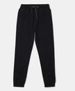 Super Combed Cotton Rich Joggers with Ribbed Cuff Hem - Black Printed-1