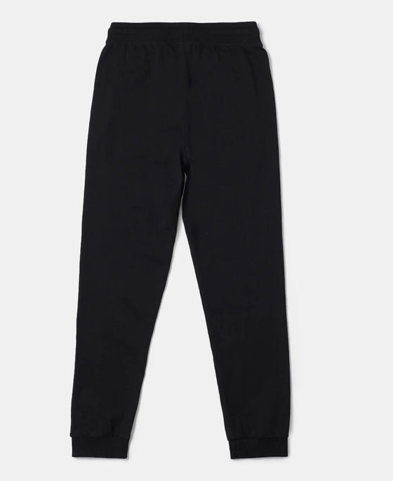 Super Combed Cotton Rich Joggers with Ribbed Cuff Hem - Black Printed-2