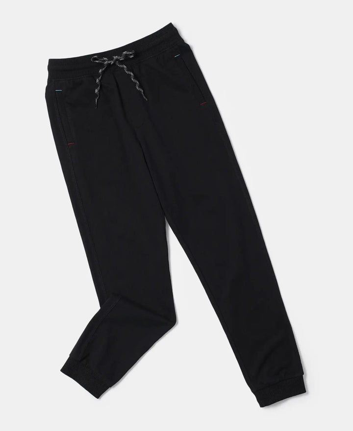 Super Combed Cotton Rich Joggers with Ribbed Cuff Hem - Black Printed-5