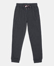 Super Combed Cotton Rich Joggers with Ribbed Cuff Hem - Black Melange-1