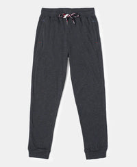 Super Combed Cotton Rich Joggers with Ribbed Cuff Hem - Black Melange-1