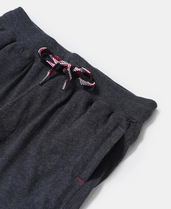 Super Combed Cotton Rich Joggers with Ribbed Cuff Hem - Black Melange-3