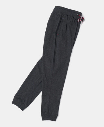Super Combed Cotton Rich Joggers with Ribbed Cuff Hem - Black Melange-5