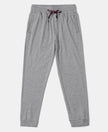 Super Combed Cotton Rich Joggers with Ribbed Cuff Hem - Grey Melange-1
