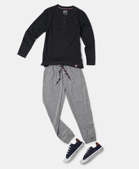 Super Combed Cotton Rich Joggers with Ribbed Cuff Hem - Grey Melange-4