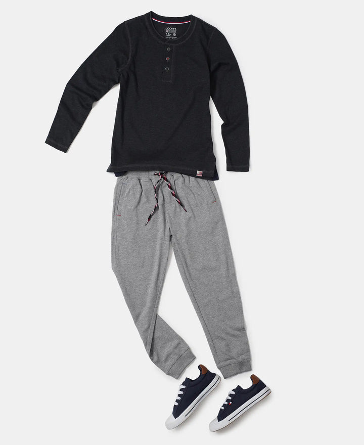 Super Combed Cotton Rich Joggers with Ribbed Cuff Hem - Grey Melange-4