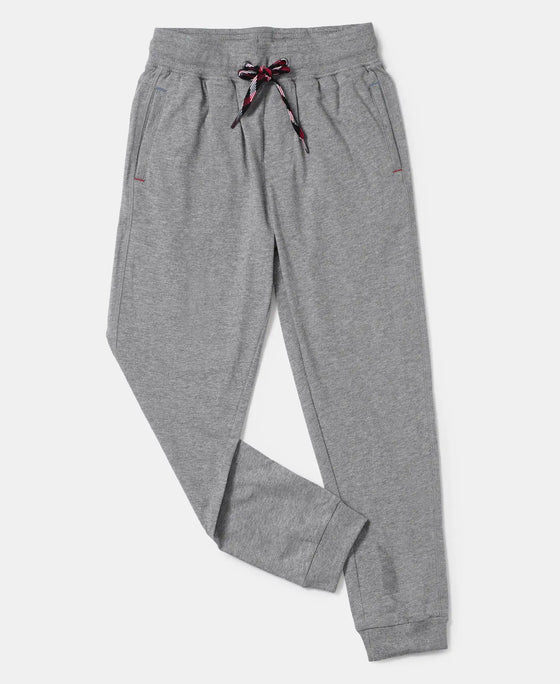 Super Combed Cotton Rich Joggers with Ribbed Cuff Hem - Grey Melange-5