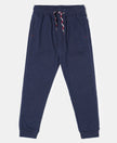 Super Combed Cotton Rich Joggers with Ribbed Cuff Hem - Ink Blue Melange-1