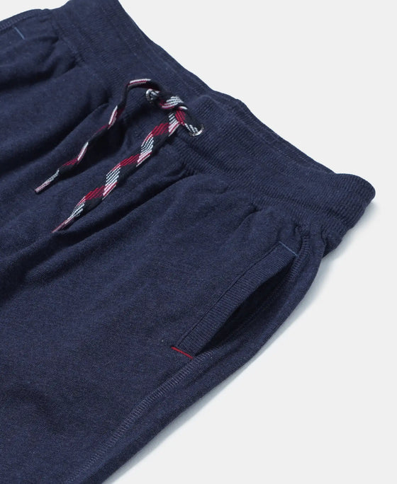 Super Combed Cotton Rich Joggers with Ribbed Cuff Hem - Ink Blue Melange-3