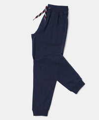 Super Combed Cotton Rich Joggers with Ribbed Cuff Hem - Ink Blue Melange-5