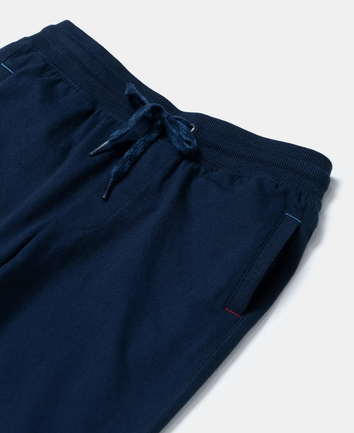 Super Combed Cotton Rich Joggers with Ribbed Cuff Hem - Navy-2