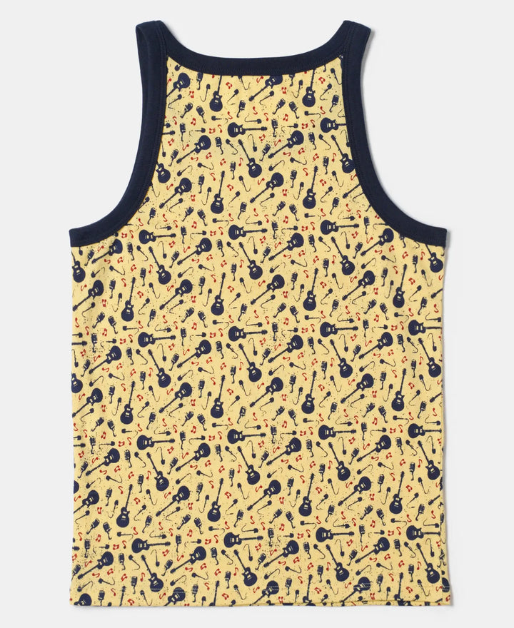Super Combed Cotton Printed Round Neck Sleeveless Vest - Assorted-15