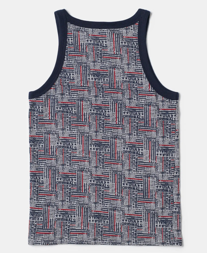 Super Combed Cotton Printed Round Neck Sleeveless Vest - Assorted-17