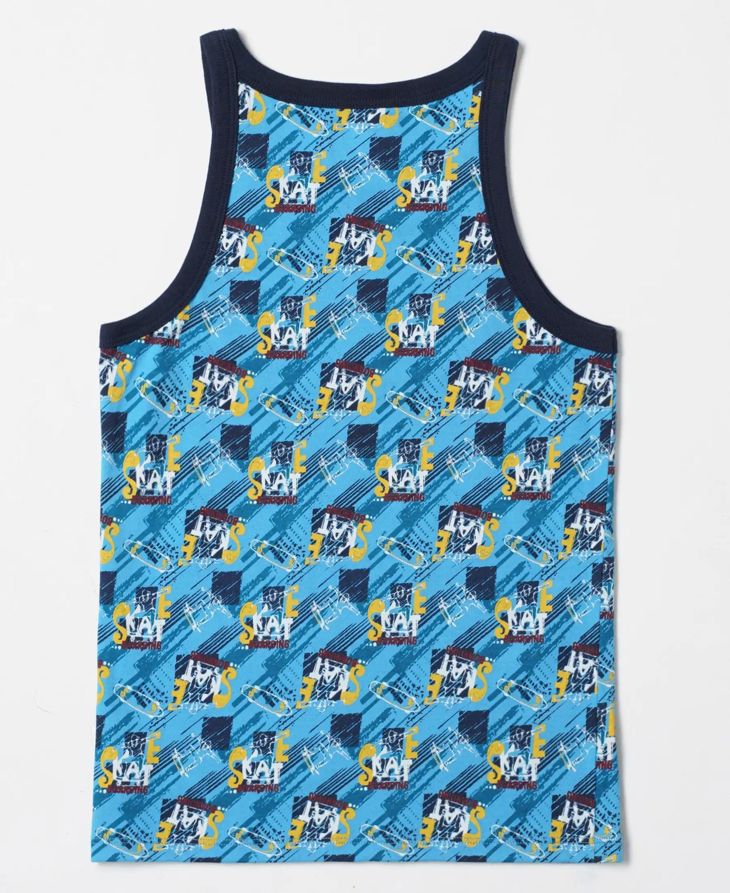 Super Combed Cotton Printed Round Neck Sleeveless Vest - Assorted-4