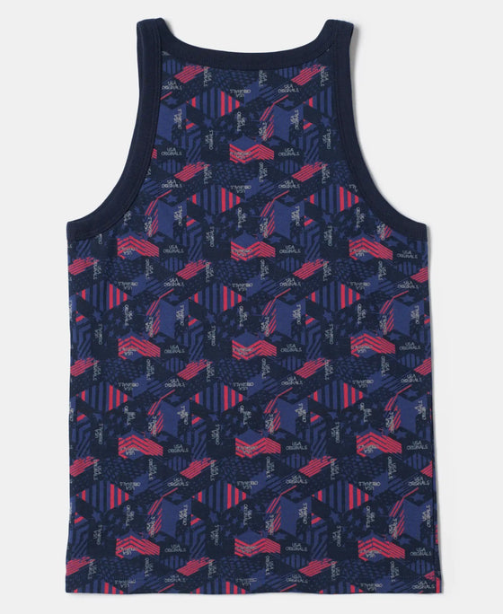 Super Combed Cotton Printed Round Neck Sleeveless Vest - Assorted-6