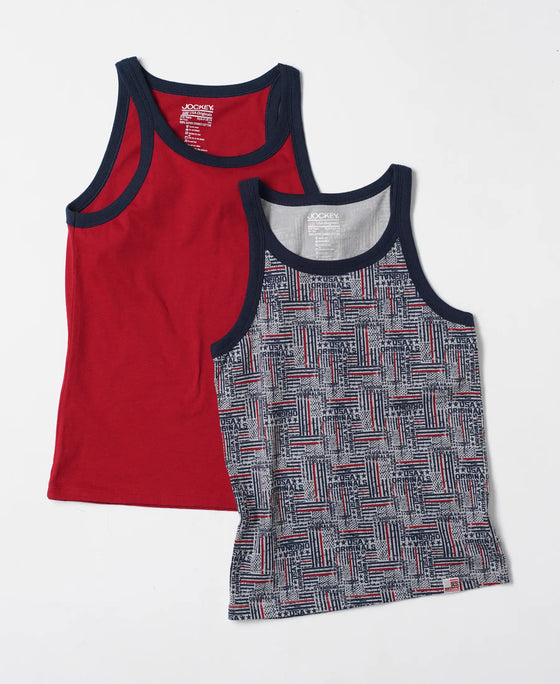 Super Combed Cotton Printed Round Neck Sleeveless Vest - Assorted-7