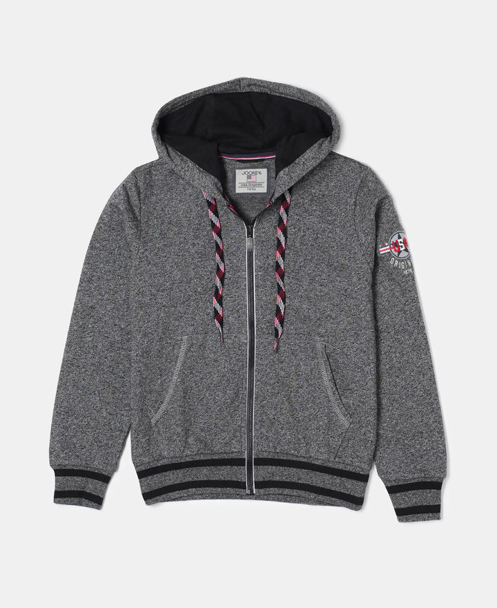 Super Combed Cotton French Terry Hoodie Jacket - Black Grindle-1