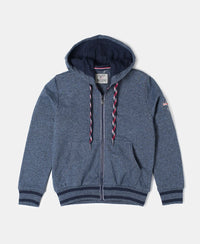 Super Combed Cotton French Terry Hoodie Jacket - Navy Grindle-1