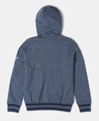 Super Combed Cotton French Terry Hoodie Jacket - Navy Grindle-2