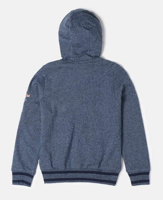 Super Combed Cotton French Terry Hoodie Jacket - Navy Grindle-2
