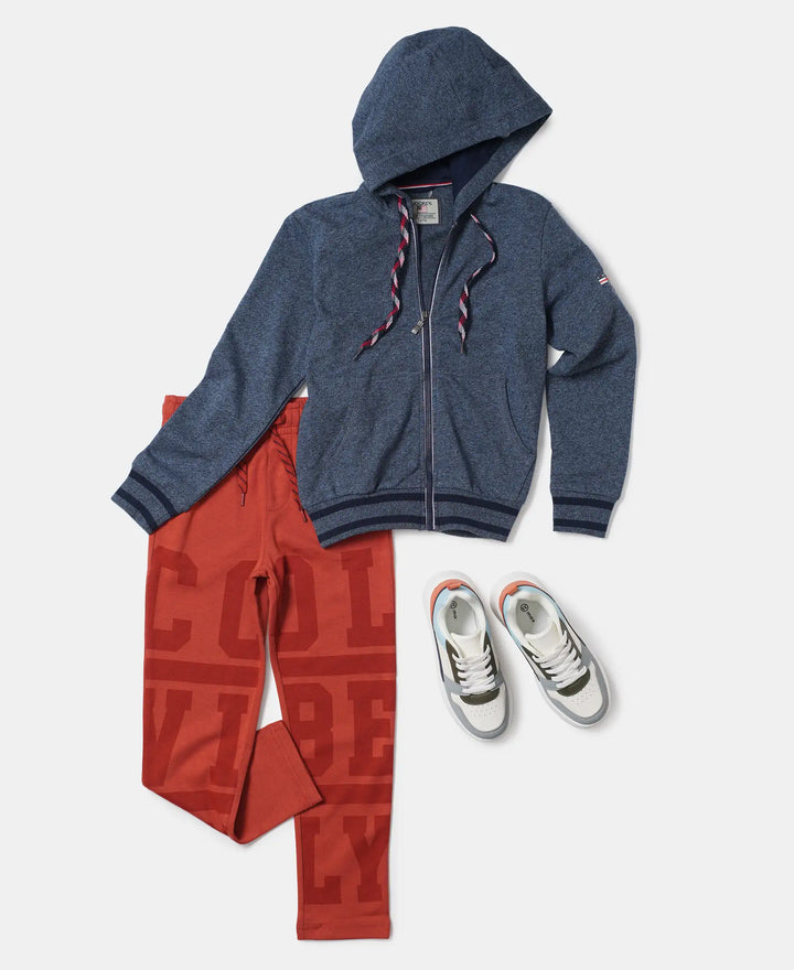 Super Combed Cotton French Terry Hoodie Jacket - Navy Grindle-4