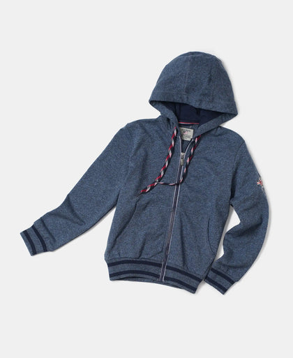 Super Combed Cotton French Terry Hoodie Jacket - Navy Grindle-5
