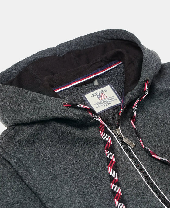 Super Combed Cotton French Terry Hoodie Jacket - True Black Melange-3