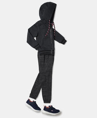 Super Combed Cotton French Terry Hoodie Jacket - True Black Melange-4
