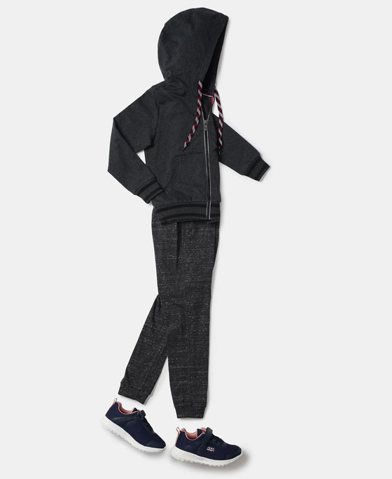 Super Combed Cotton French Terry Hoodie Jacket - True Black Melange-4