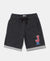Super Combed Cotton Rich French Terry Graphic Printed Shorts with Turn Up Hem Styling - Black Melange-1