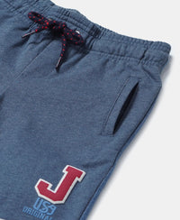 Super Combed Cotton Rich French Terry Graphic Printed Shorts with Turn Up Hem Styling - Insignia Blue Melange-3