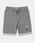 Super Combed Cotton Rich French Terry Graphic Printed Shorts with Turn Up Hem Styling - Steel Grey Melange-1