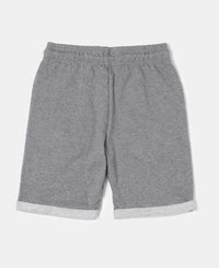 Super Combed Cotton Rich French Terry Graphic Printed Shorts with Turn Up Hem Styling - Steel Grey Melange-2