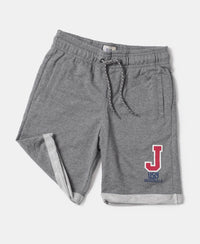 Super Combed Cotton Rich French Terry Graphic Printed Shorts with Turn Up Hem Styling - Steel Grey Melange-5