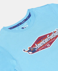 Super Combed Cotton Graphic Printed Half Sleeve T-Shirt - Alaskan Blue Printed-3
