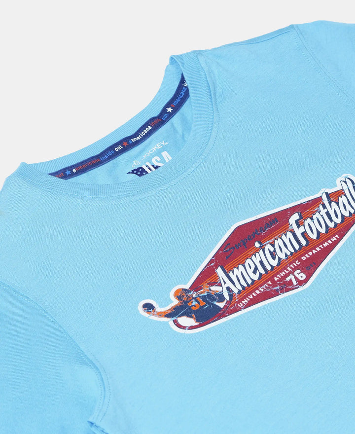 Super Combed Cotton Graphic Printed Half Sleeve T-Shirt - Alaskan Blue Printed-3