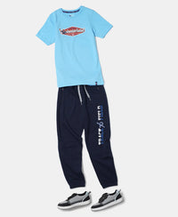 Super Combed Cotton Graphic Printed Half Sleeve T-Shirt - Alaskan Blue Printed-4