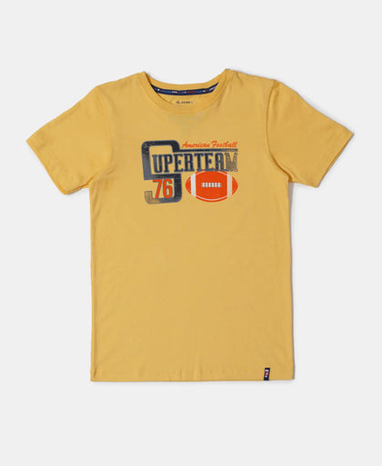 Super Combed Cotton Graphic Printed Half Sleeve T-Shirt - Corn Silk Printed-1
