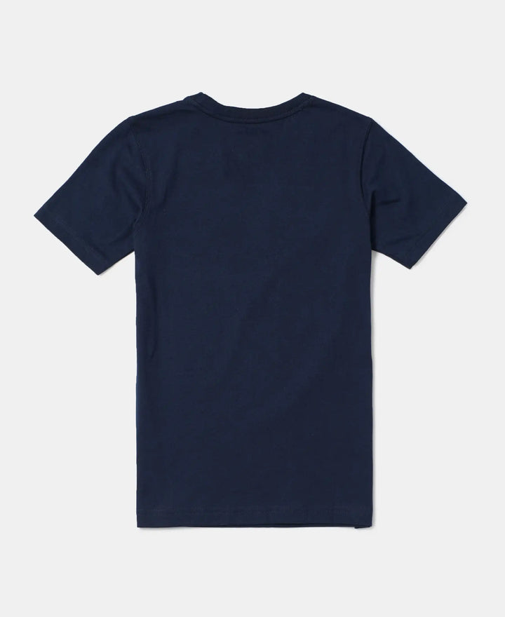 Super Combed Cotton Graphic Printed Half Sleeve T-Shirt - Navy Printed-2