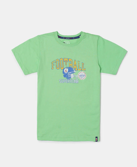 Super Combed Cotton Graphic Printed Half Sleeve T-Shirt - Summer Green Printed-1