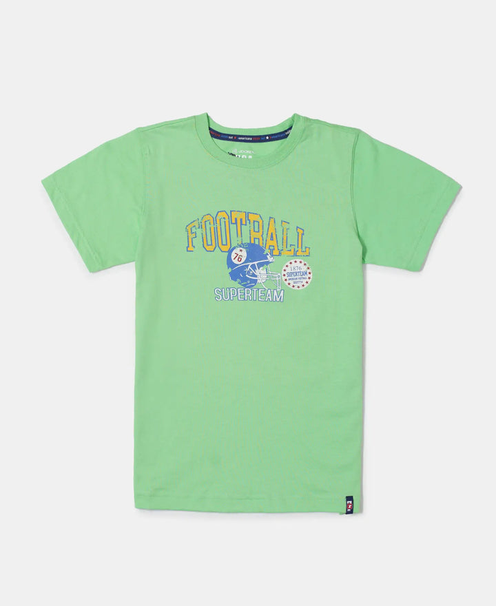 Super Combed Cotton Graphic Printed Half Sleeve T-Shirt - Summer Green Printed-1