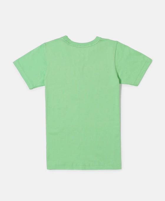 Super Combed Cotton Graphic Printed Half Sleeve T-Shirt - Summer Green Printed-2