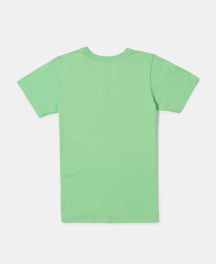 Super Combed Cotton Graphic Printed Half Sleeve T-Shirt - Summer Green Printed-2