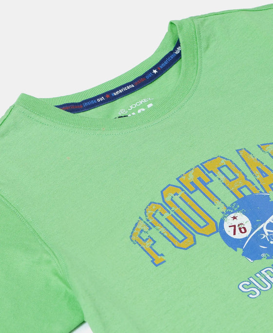 Super Combed Cotton Graphic Printed Half Sleeve T-Shirt - Summer Green Printed-3