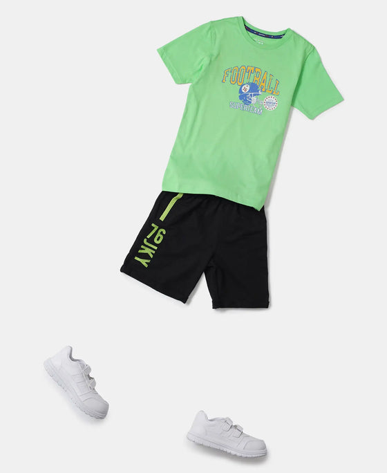 Super Combed Cotton Graphic Printed Half Sleeve T-Shirt - Summer Green Printed-4
