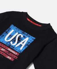 Super Combed Cotton Rich Graphic Printed Sweatshirt - Black-3
